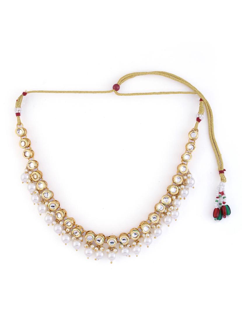 alloy gold necklace earring jewellery set - 21775530 - Standard Image - 4
