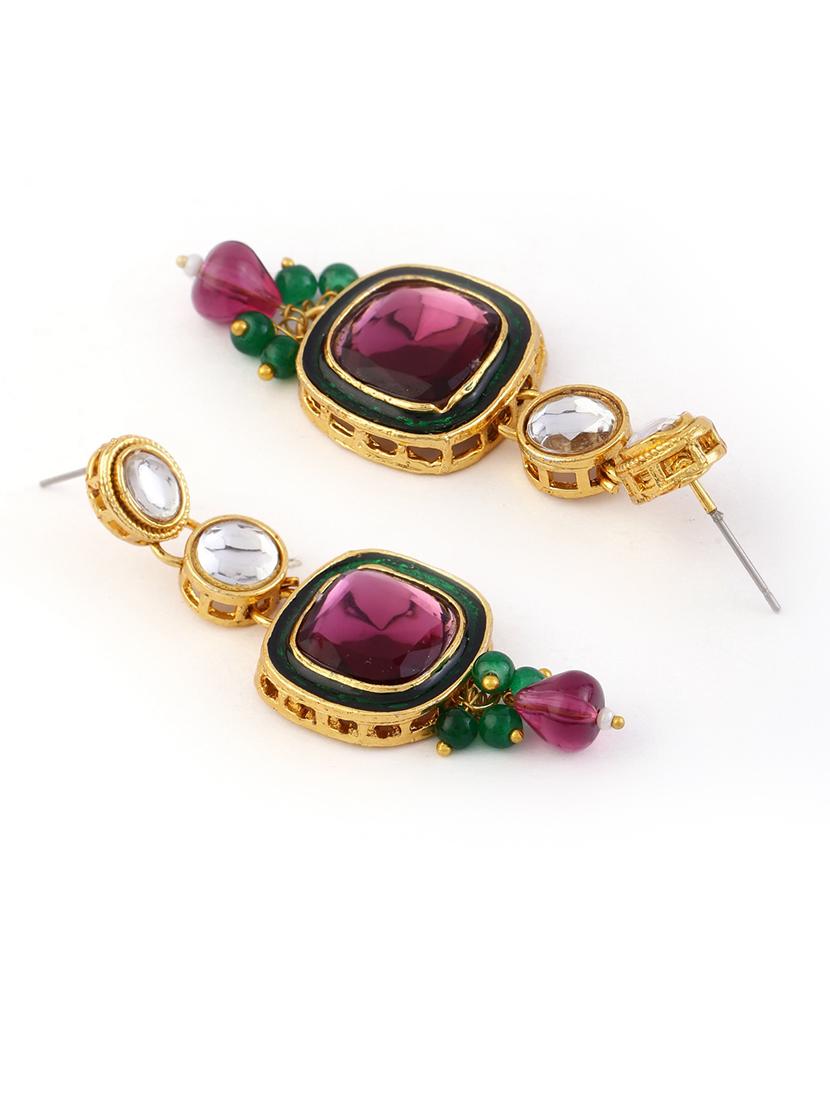 alloy pink necklace earring with tikka jewellery set - 21775538 - Standard Image - 4