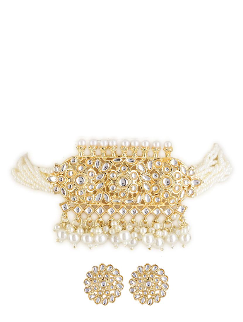 alloy white necklace earring jewellery set - 21775539 - Zoom Image - 0
