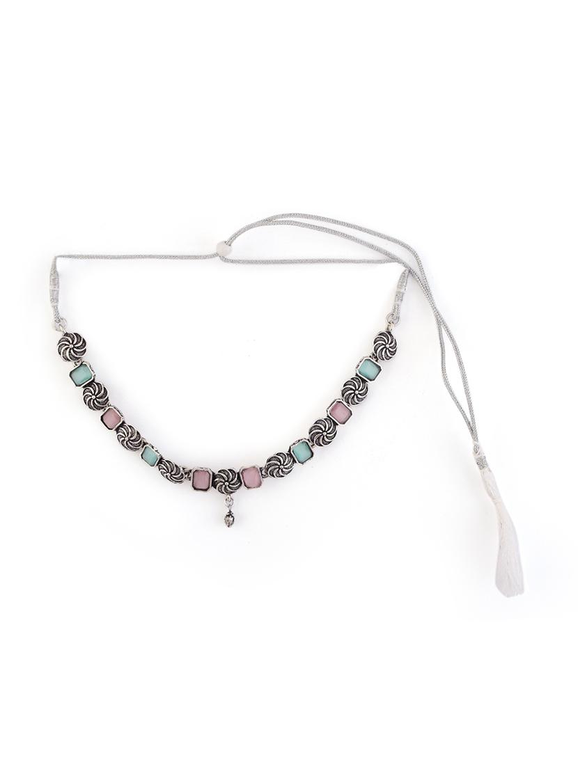 alloy pink necklace earring jewellery set - 21775541 - Standard Image - 4