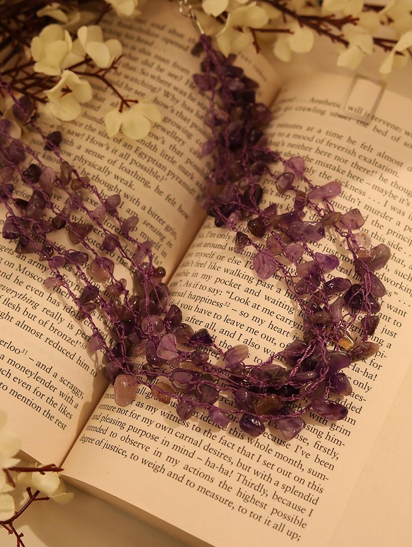 purple alloy partywear stone necklace - 21775555 - Standard Image - 1