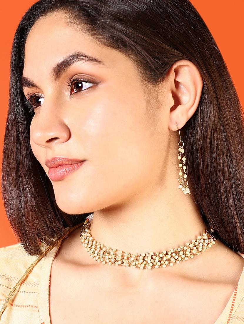 alloy gold necklace earring jewellery set - 21775565 - Standard Image - 1