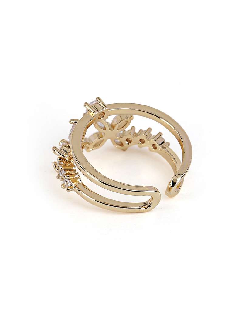 gold alloy floral design adjustable ring - 21775600 -  Standard Image - 1