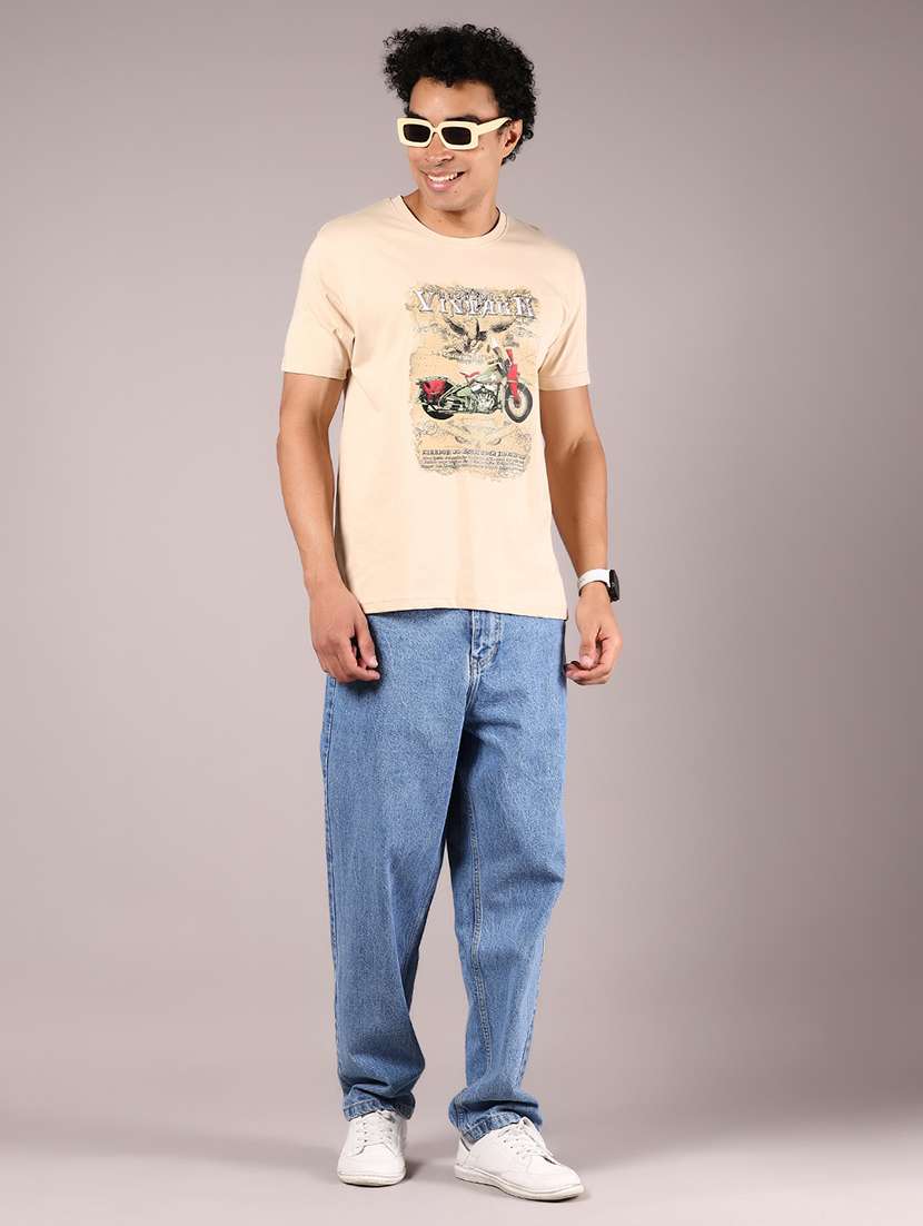 men front print round neck regular fit t-shirt - 21784500 -  Standard Image - 4