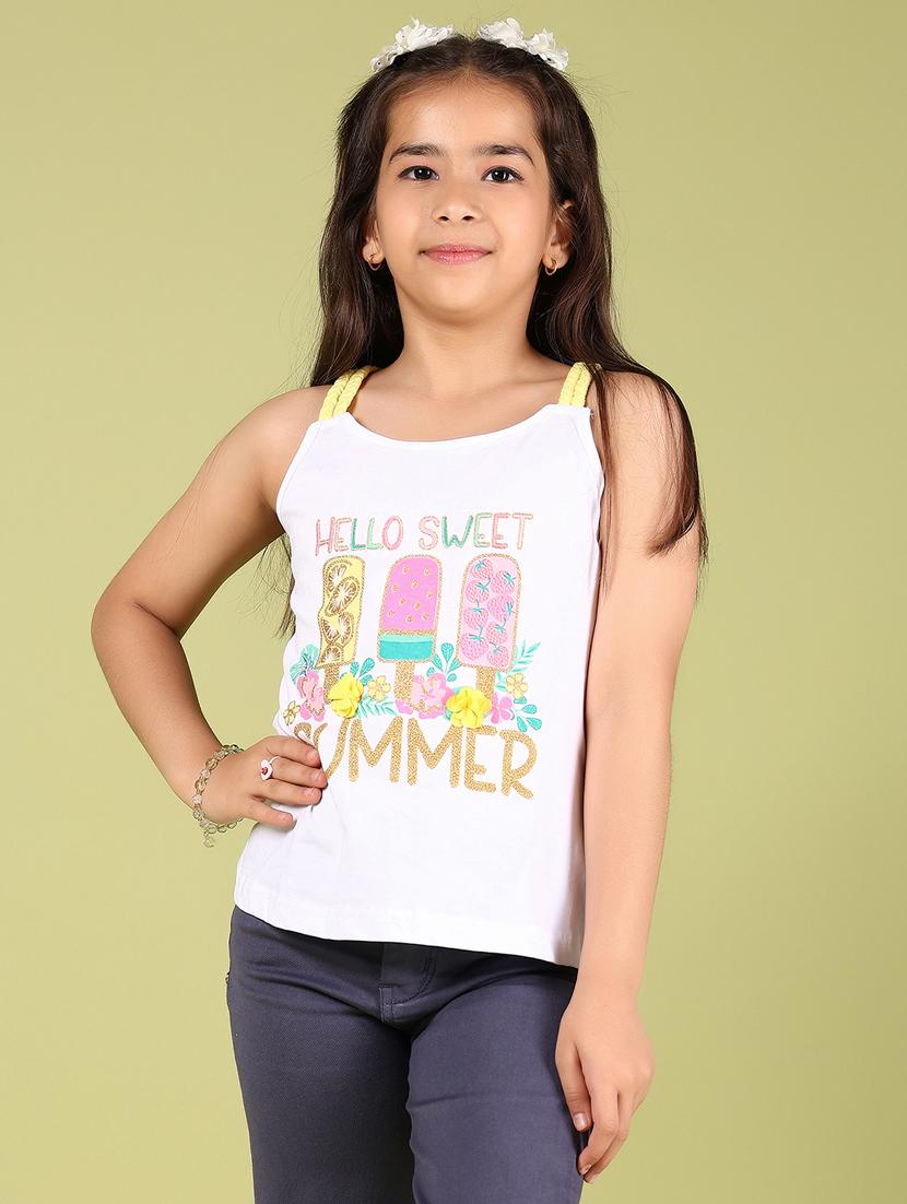 girls printed round neck tee - 21784506 - Standard Image - 1