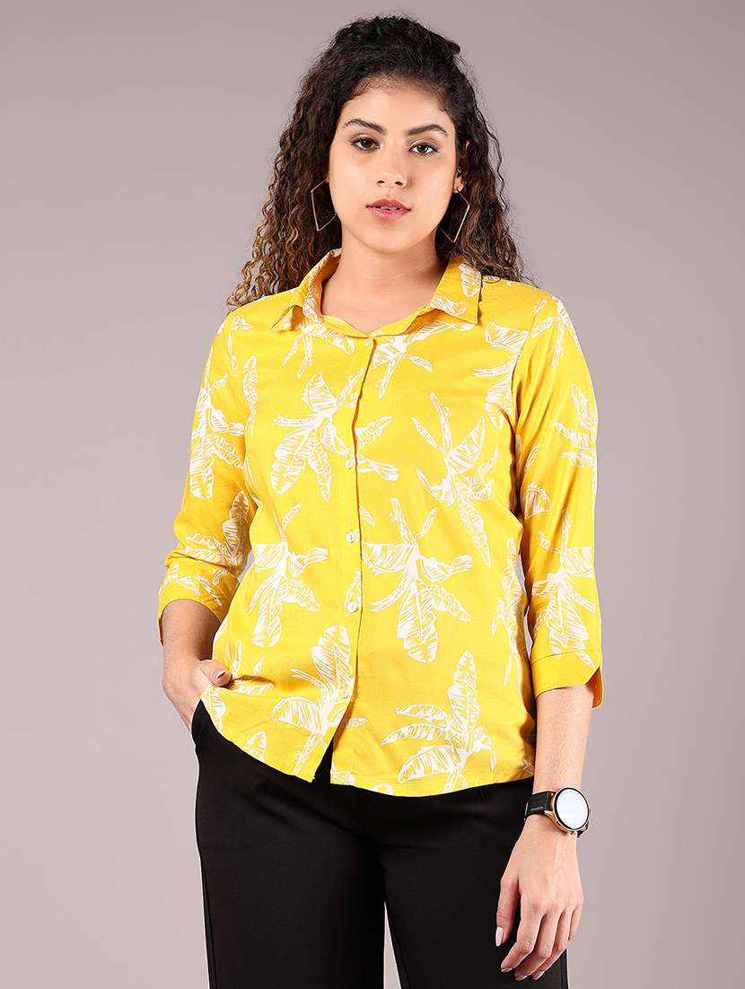 women yellow printed collared regular shirt - 21784550 -  Standard Image - 1