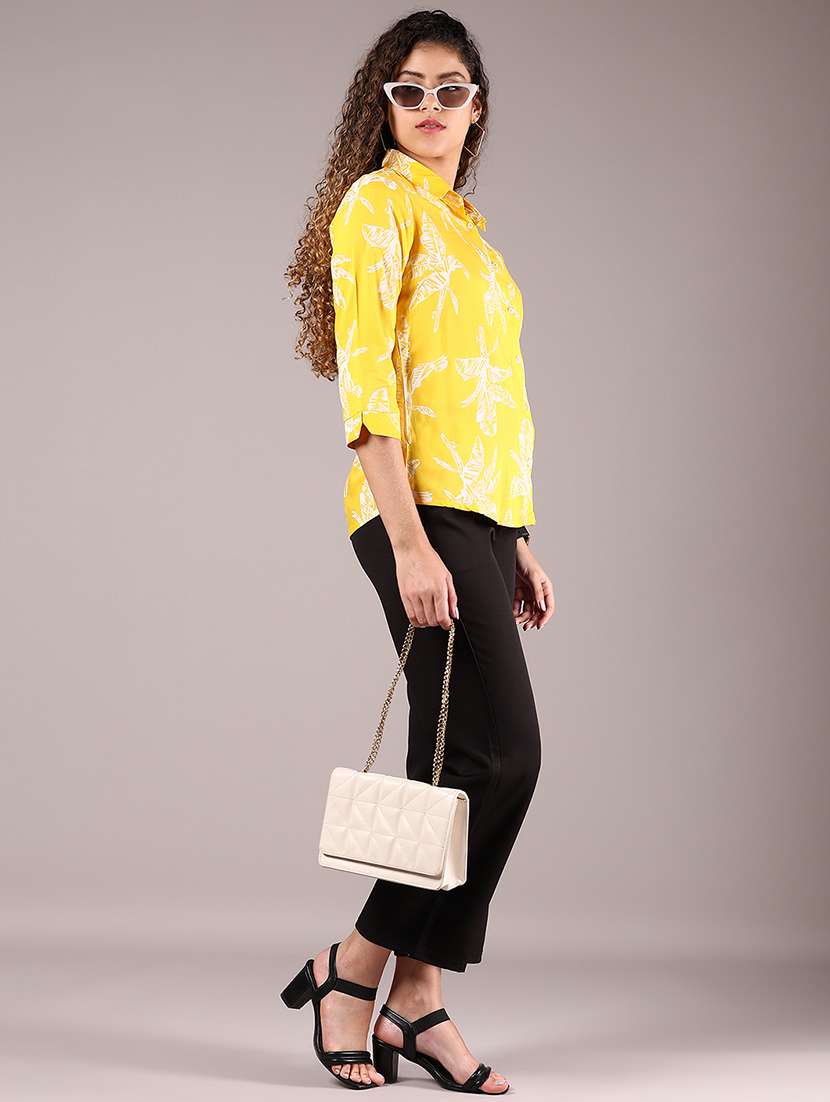 women yellow printed collared regular shirt - 21784550 -  Standard Image - 4