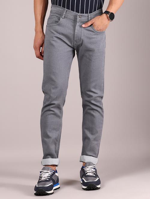 men grey solid slim fit jean - 21784554 - Standard Image - 0