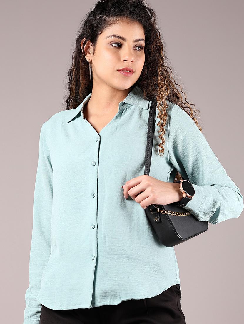 women solid collared long sleeve regular shirt - 21784567 - Zoom Image - 0