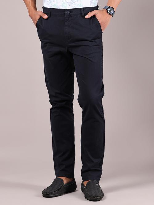 men solid mid rise flat front chinos - 21784587 - Standard Image - 0