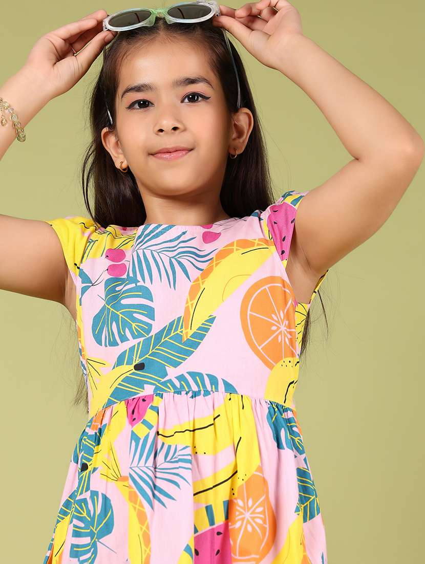 girls printed puff sleeves frock - 21784657 -  Standard Image - 4