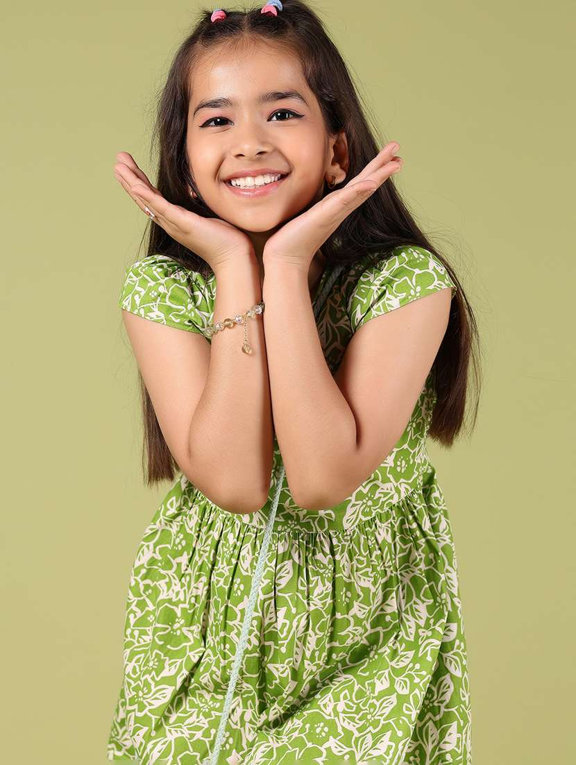 girls printed puff sleeves frock - 21784660 -  Standard Image - 4