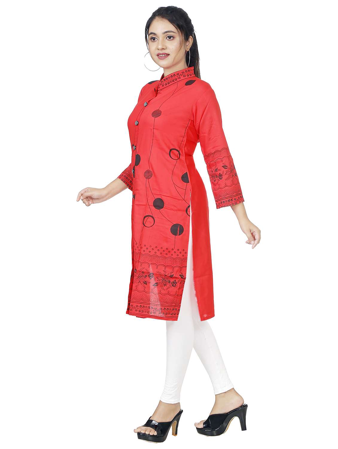 women three quarter sleeve straight kurta - 21784758 - Standard Image - 1