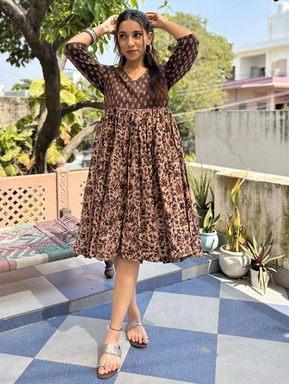 women printed fit & flare ethnic dress - 21784932 - Standard Image - 4
