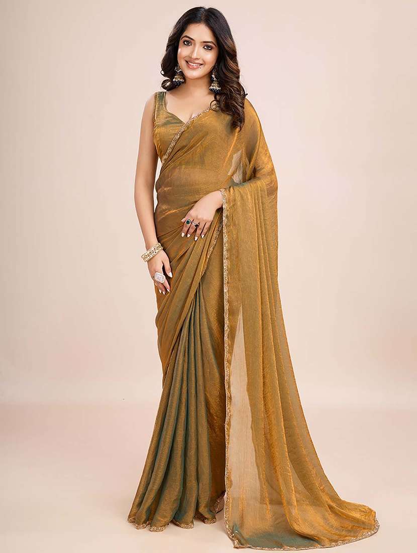 women solid casual wear saree with blouse