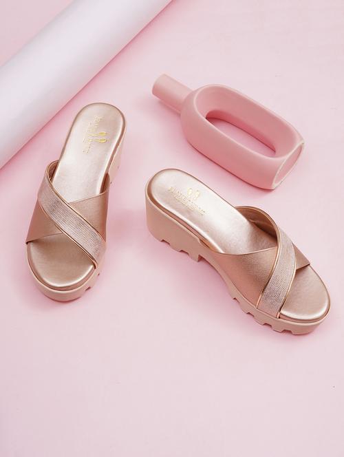 women pink slip on wedge - 21784971 -  Standard Image - 0