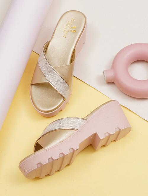 women gold slip on wedge - 21784972 - Standard Image - 0