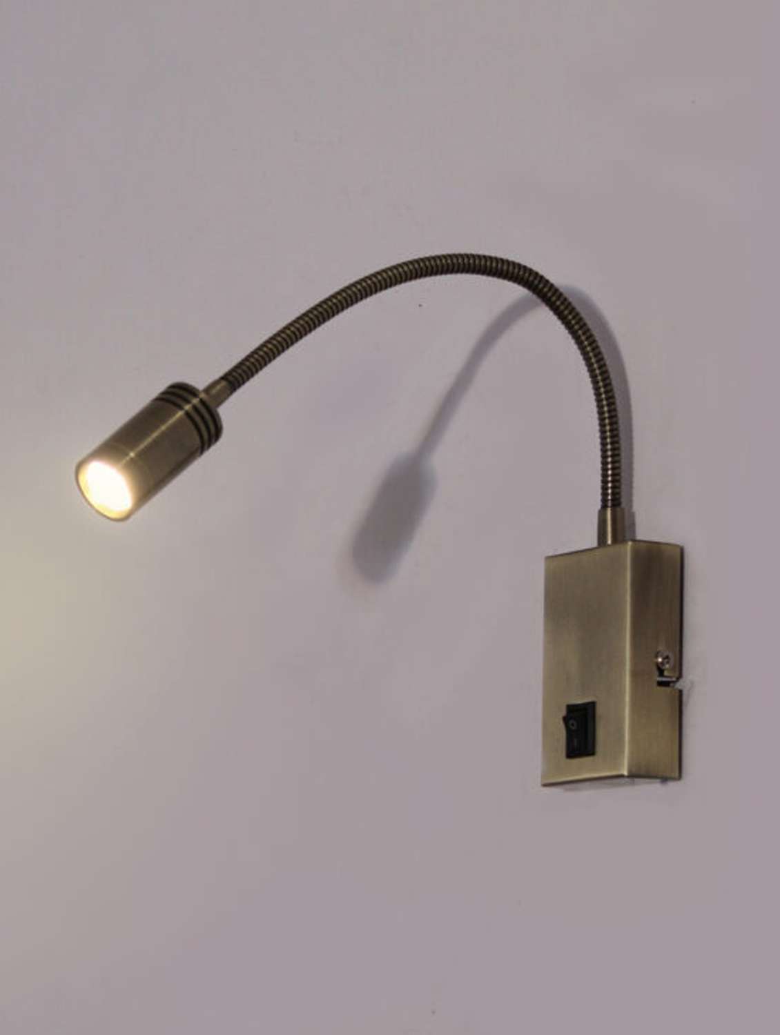 brass wall-mounted led reading spotlight with switch