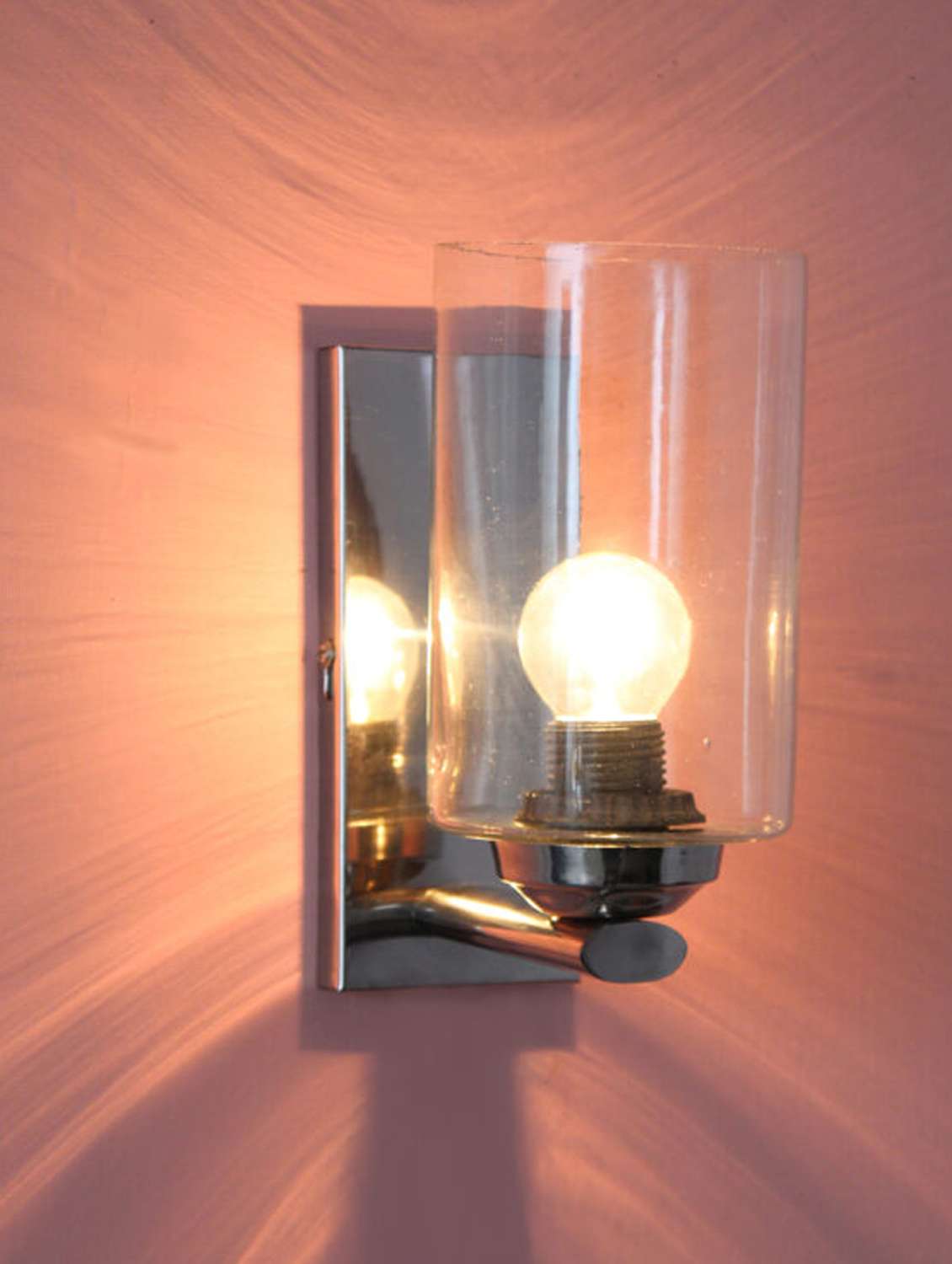 fancy wall light chrome finish with crystal clear glass