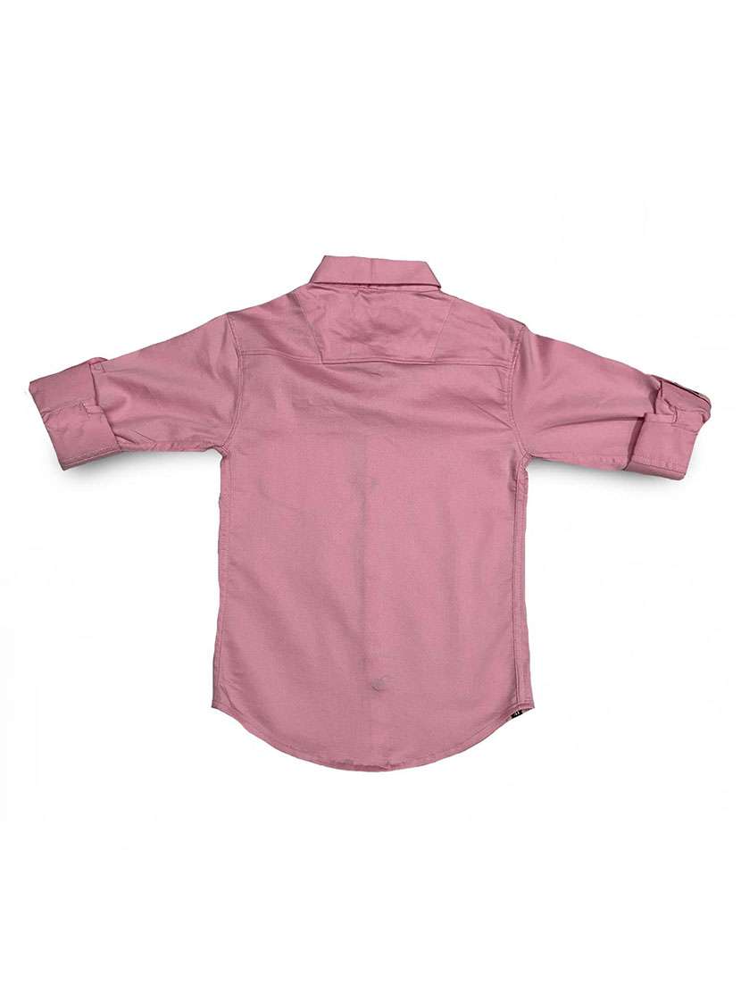 boys solid collared roll up sleeves shirt - 21784990 - Standard Image - 1