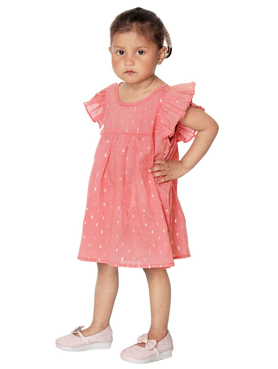 girls self designed short sleeves frock - 21784993 -  Standard Image - 1