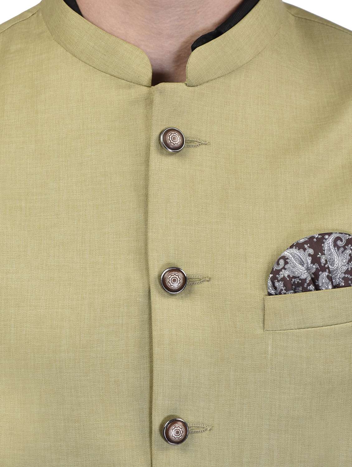 men solid mandarin neck sleeveless nehru jacket - 21785231 -  Standard Image - 4