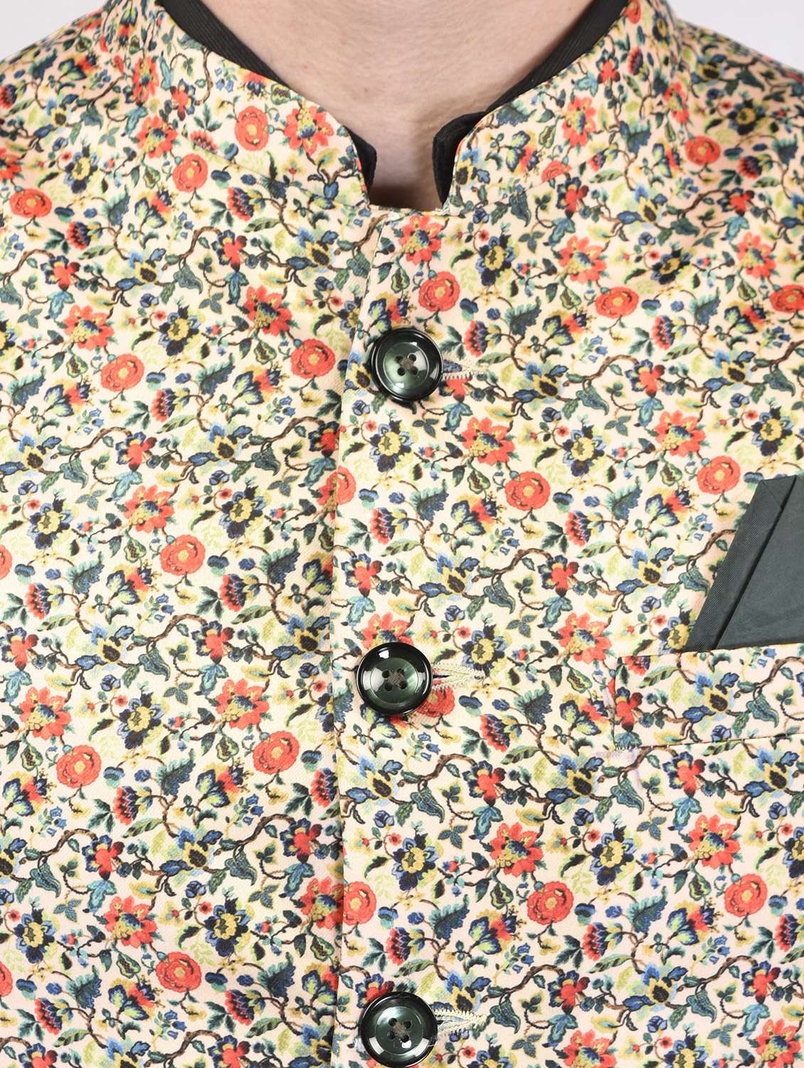 men printed mandarin neck sleeveless nehru jacket - 21785246 -  Standard Image - 4