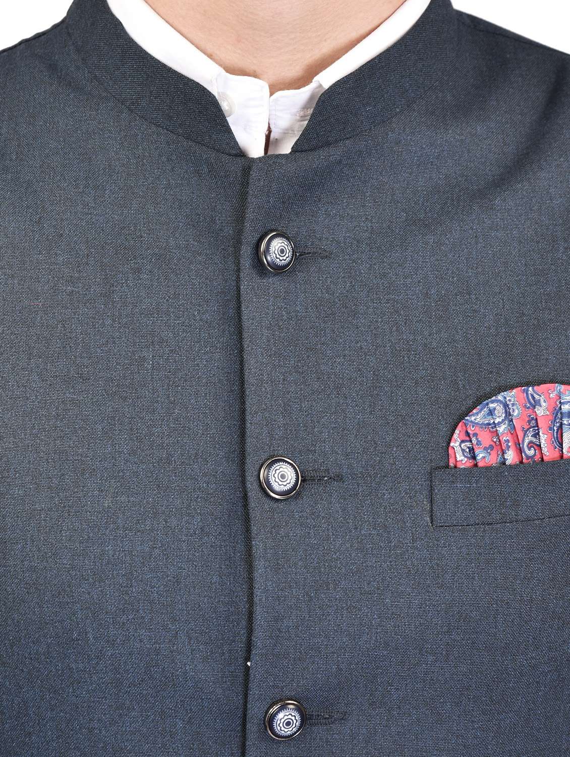 men solid mandarin neck sleeveless nehru jacket - 21785251 -  Standard Image - 4