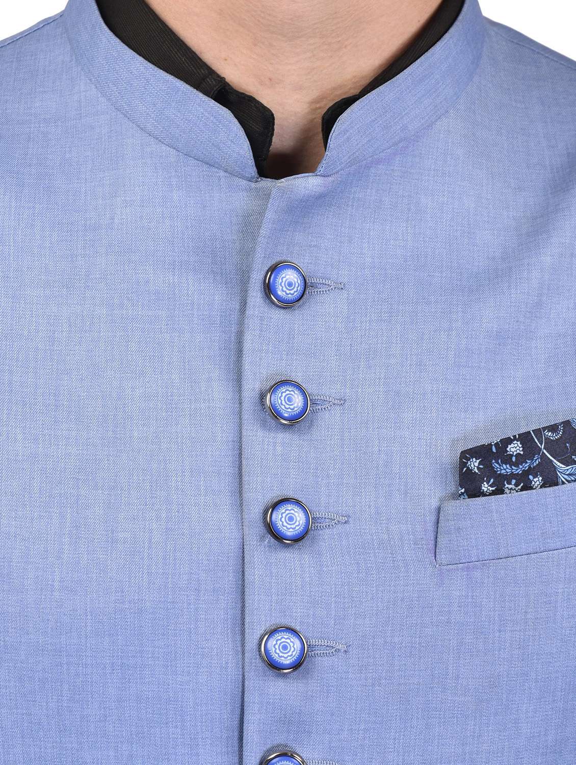 men solid mandarin neck sleeveless nehru jacket - 21785265 -  Standard Image - 4