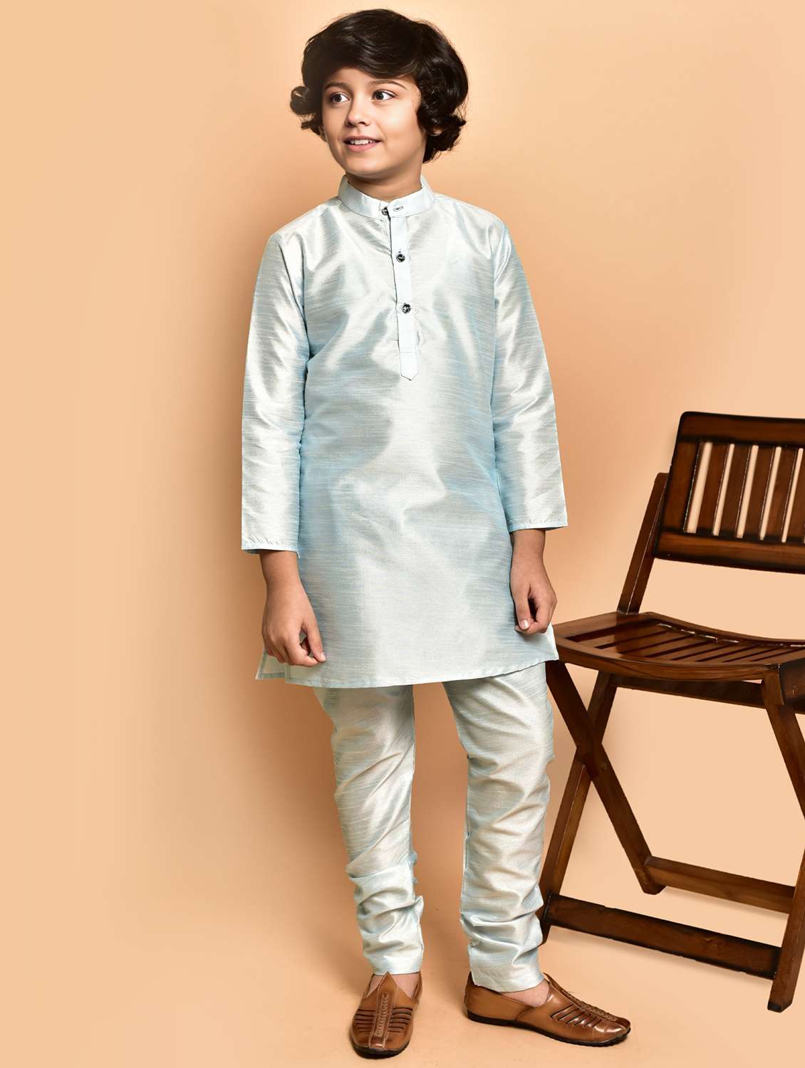 boy solid long sleeves kurta pyjama set - 21785365 -  Standard Image - 1