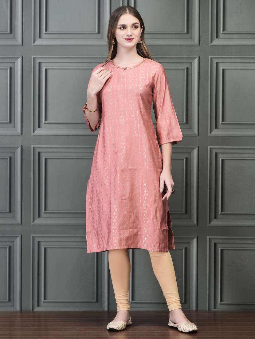 women three quarter sleeve straight kurta