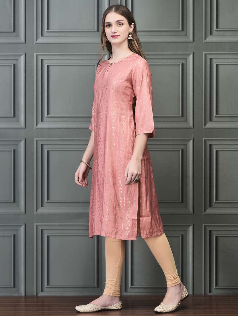 women three quarter sleeve straight kurta - 21785457 - Standard Image - 1