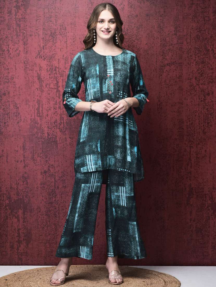 women three quarter sleeve ethnic co-ord set - 21785475 -  Standard Image - 1