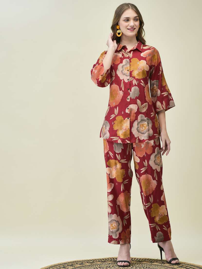 women three quarter sleeve ethnic co-ord set - 21785476 - Standard Image - 1