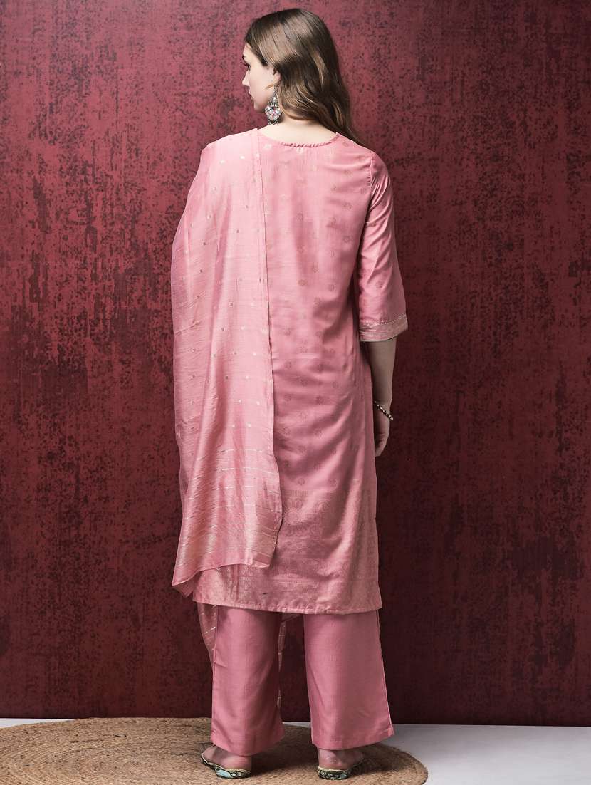 women three quarter sleeve kurta pant with dupatta set - 21785515 - Standard Image - 4
