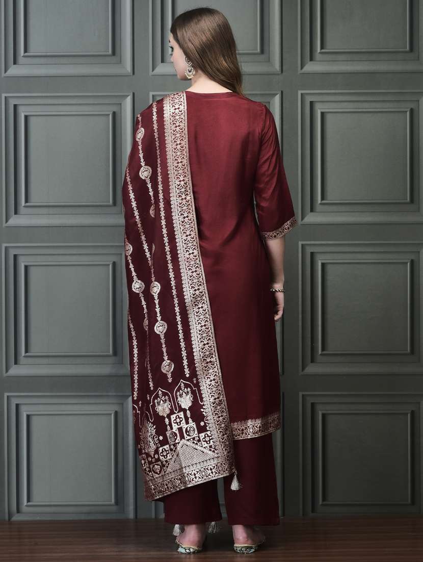 women three quarter sleeve kurta pant with dupatta set - 21785519 - Standard Image - 4