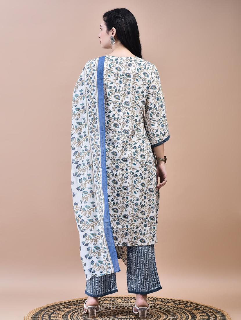 women three quarter sleeve kurta pant with dupatta set - 21785520 - Standard Image - 4