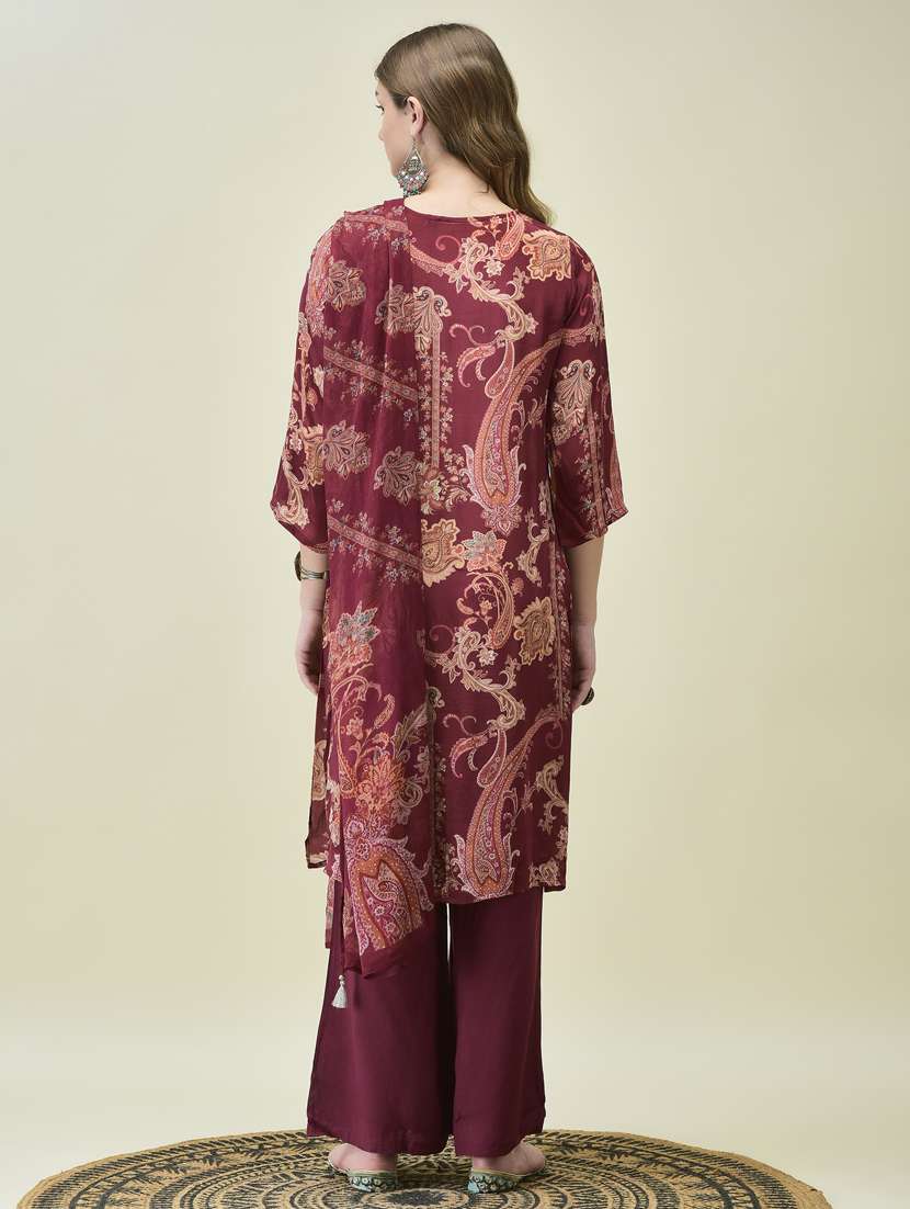 women three quarter sleeve kurta palazzo with dupatta set - 21785522 -  Standard Image - 4