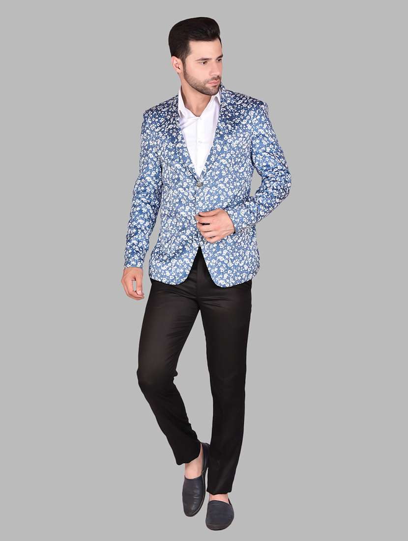 men printed lapel collar single breasted blazer - 21785877 -  Standard Image - 4