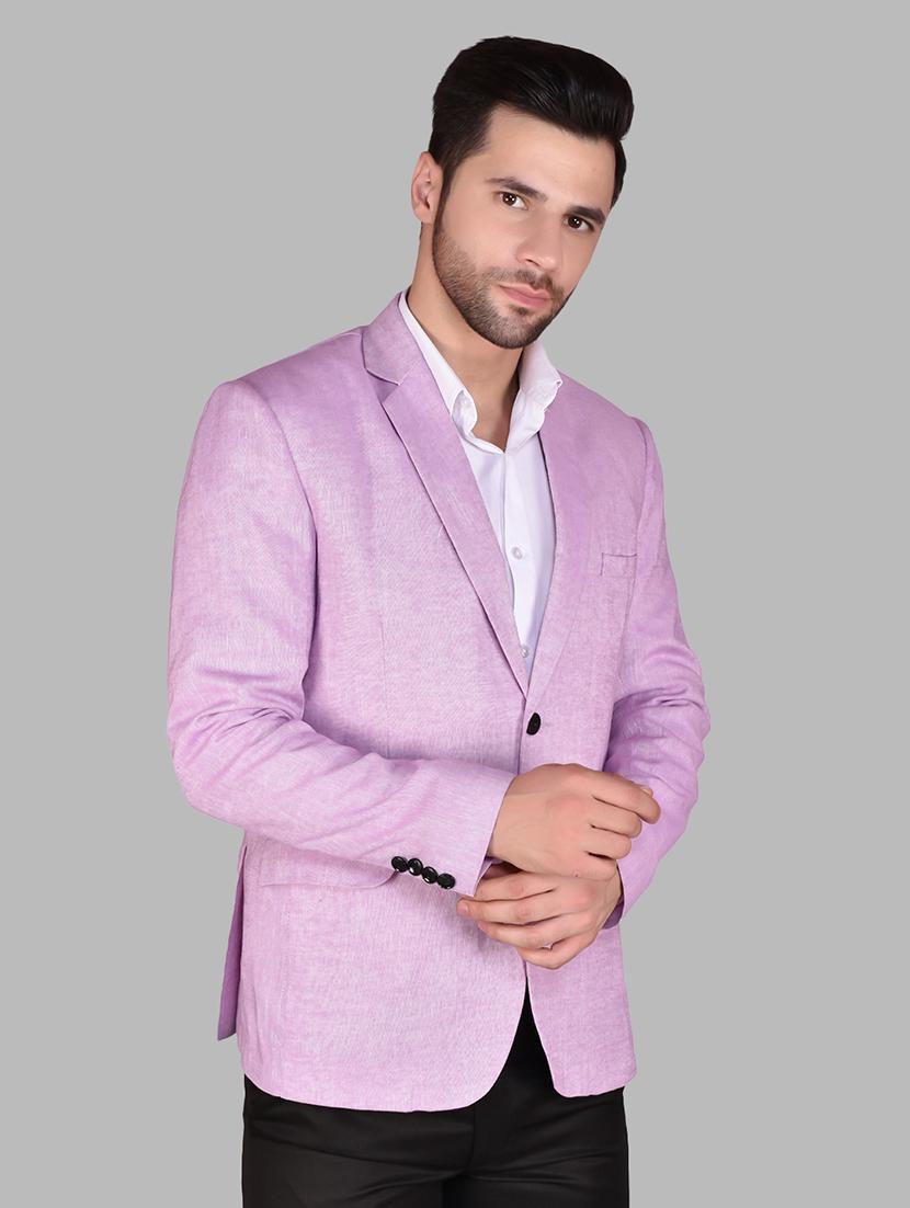 men solid lapel collar single breasted casual blazer - 21785885 - Standard Image - 1