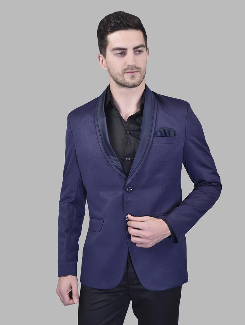 blue cotton blend single breasted casual blazer - 21785892 - Standard Image - 1
