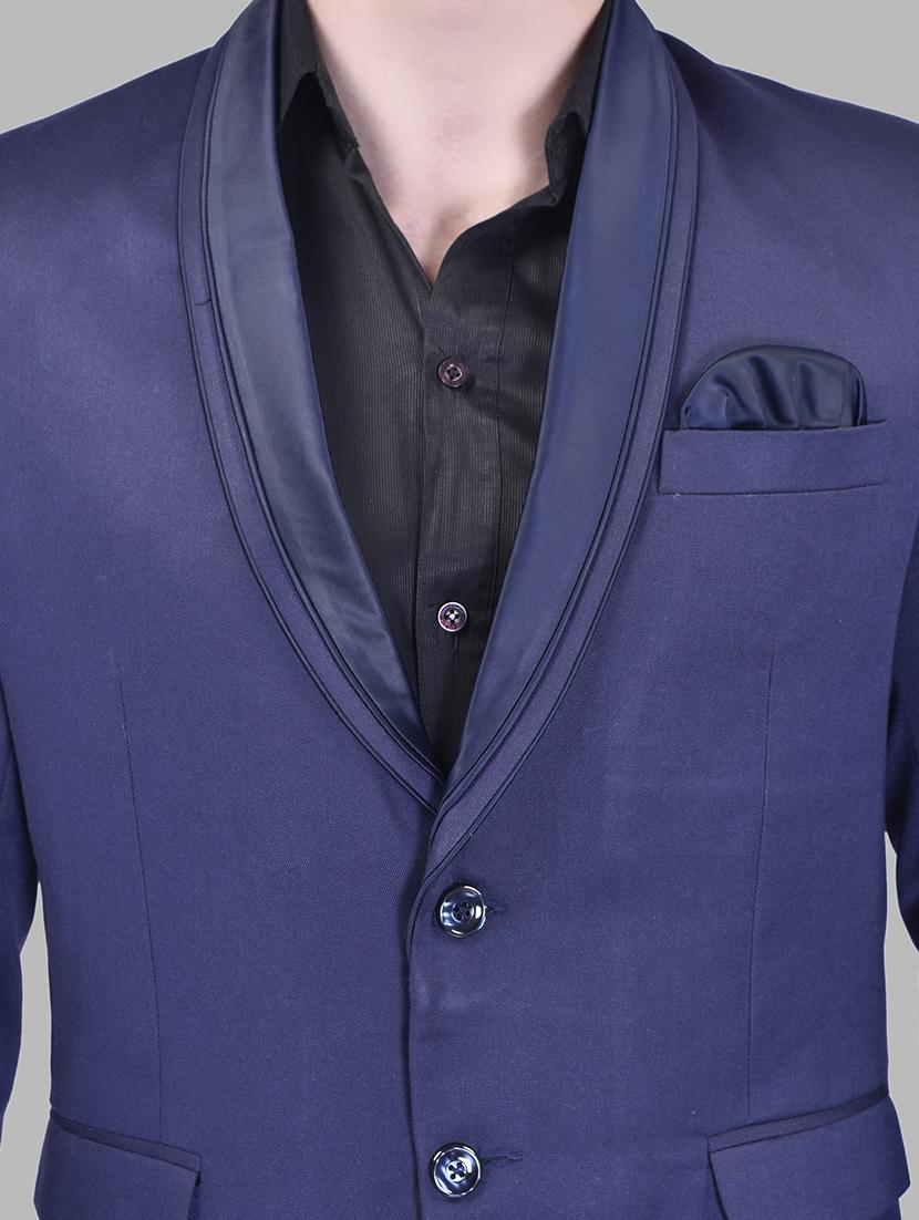 blue cotton blend single breasted casual blazer - 21785892 - Standard Image - 4