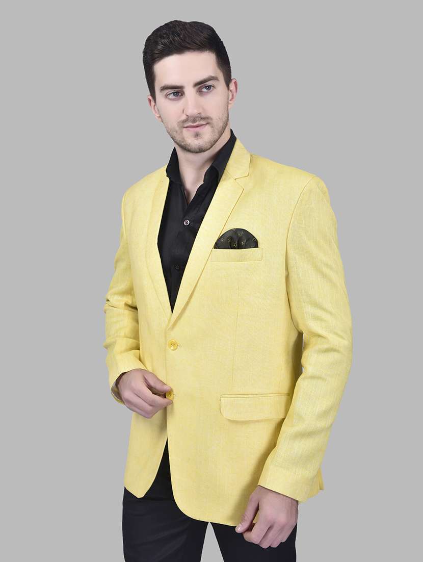 men solid lapel collar single breasted casual blazer - 21785910 - Standard Image - 1