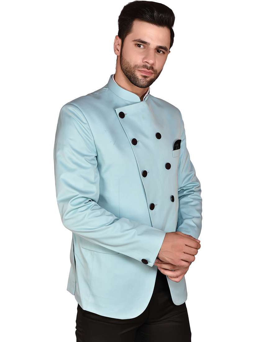 men solid long sleeve bandhgala casual blazer - 21785912 -  Standard Image - 1