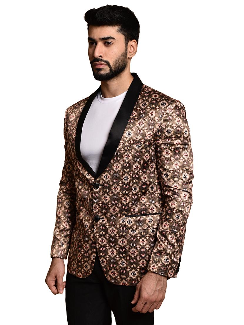 men long sleeves printed single breasted casual blazer - 21785949 - Standard Image - 1