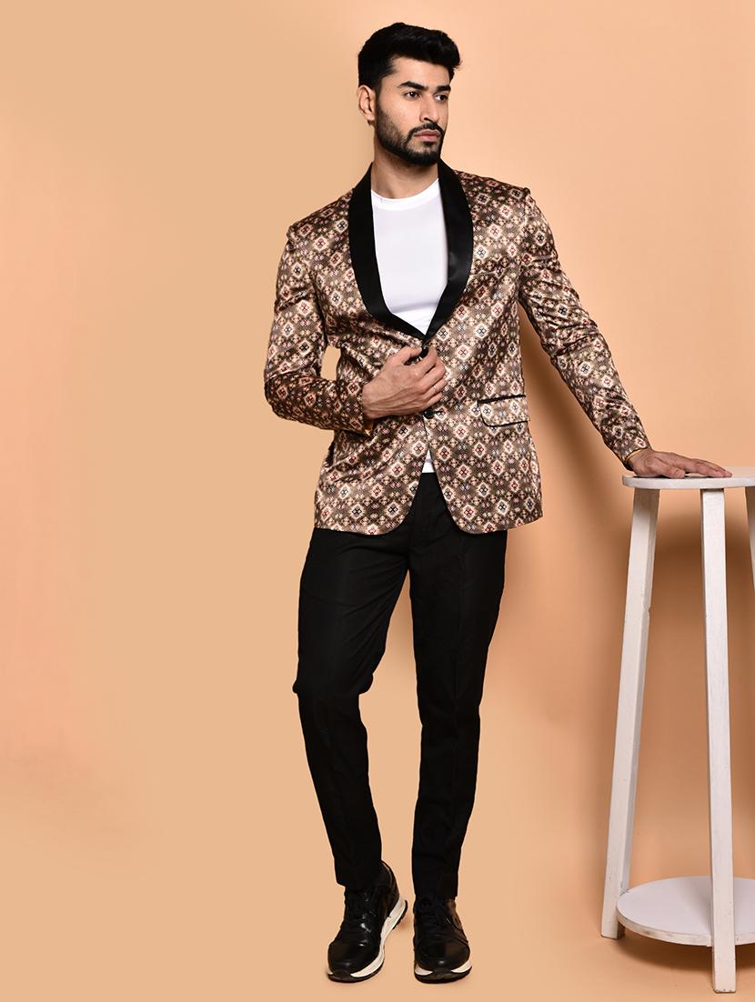 men long sleeves printed single breasted casual blazer - 21785949 - Standard Image - 4