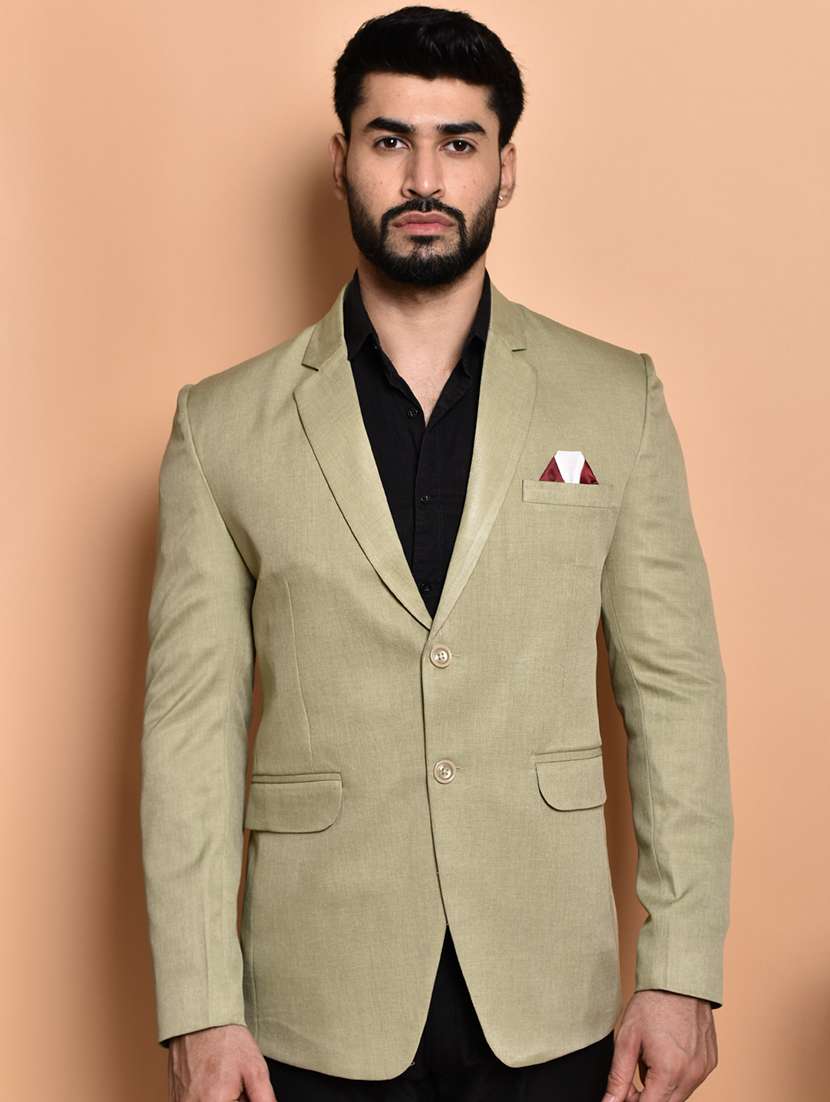 men solid lapel collar single breasted casual blazer - 21785964 -  Standard Image - 1