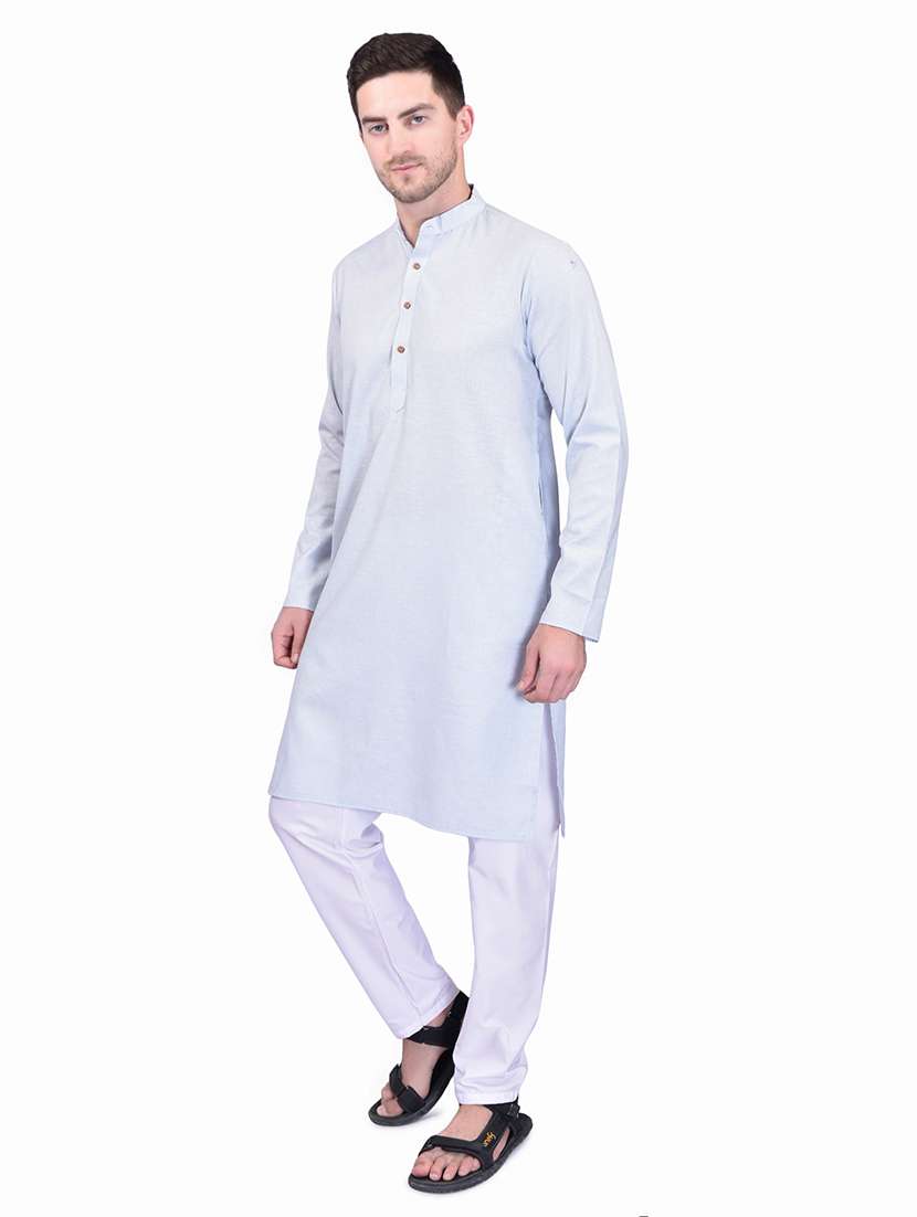 men solid mandarin neck kurta pyjama set - 21785969 -  Standard Image - 1