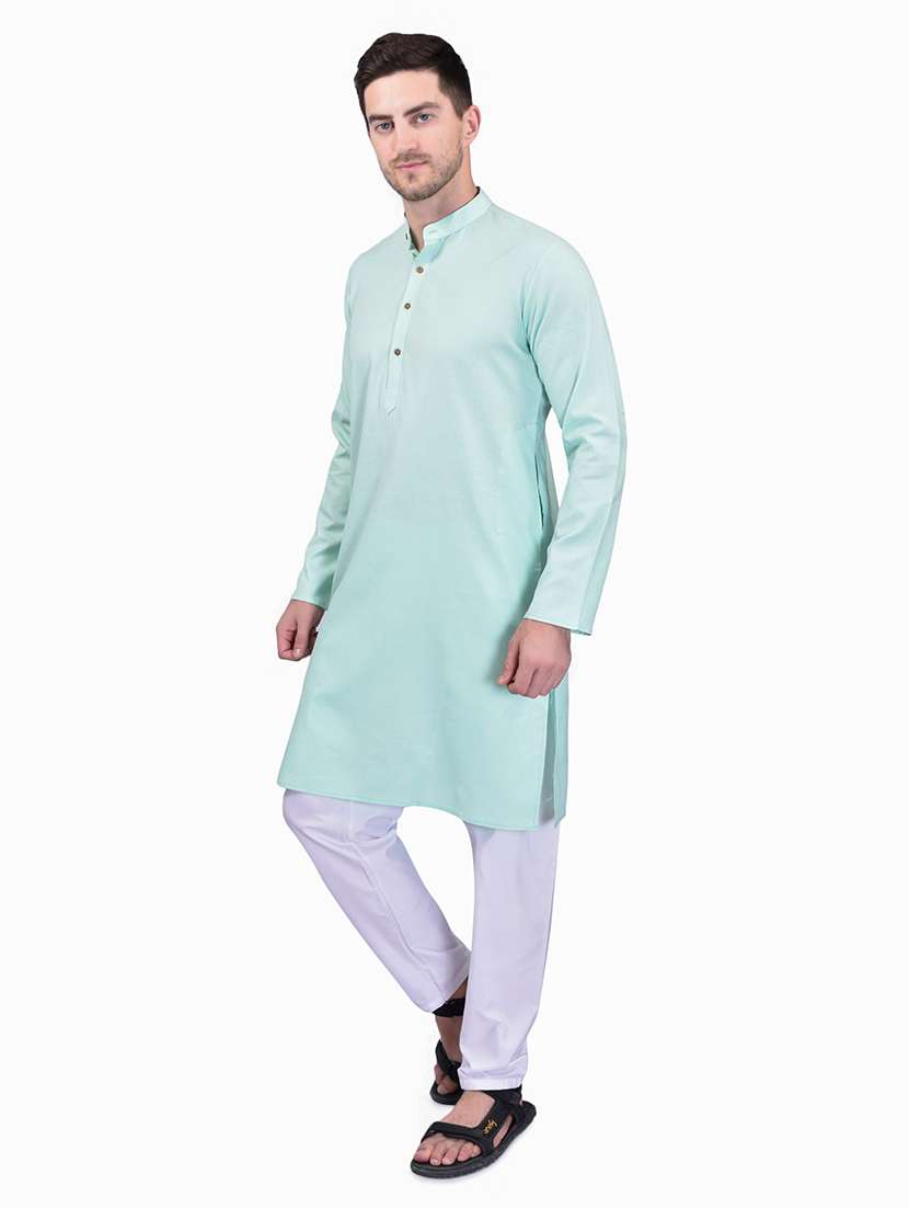 men solid mandarin neck kurta pyjama set - 21785970 -  Standard Image - 1