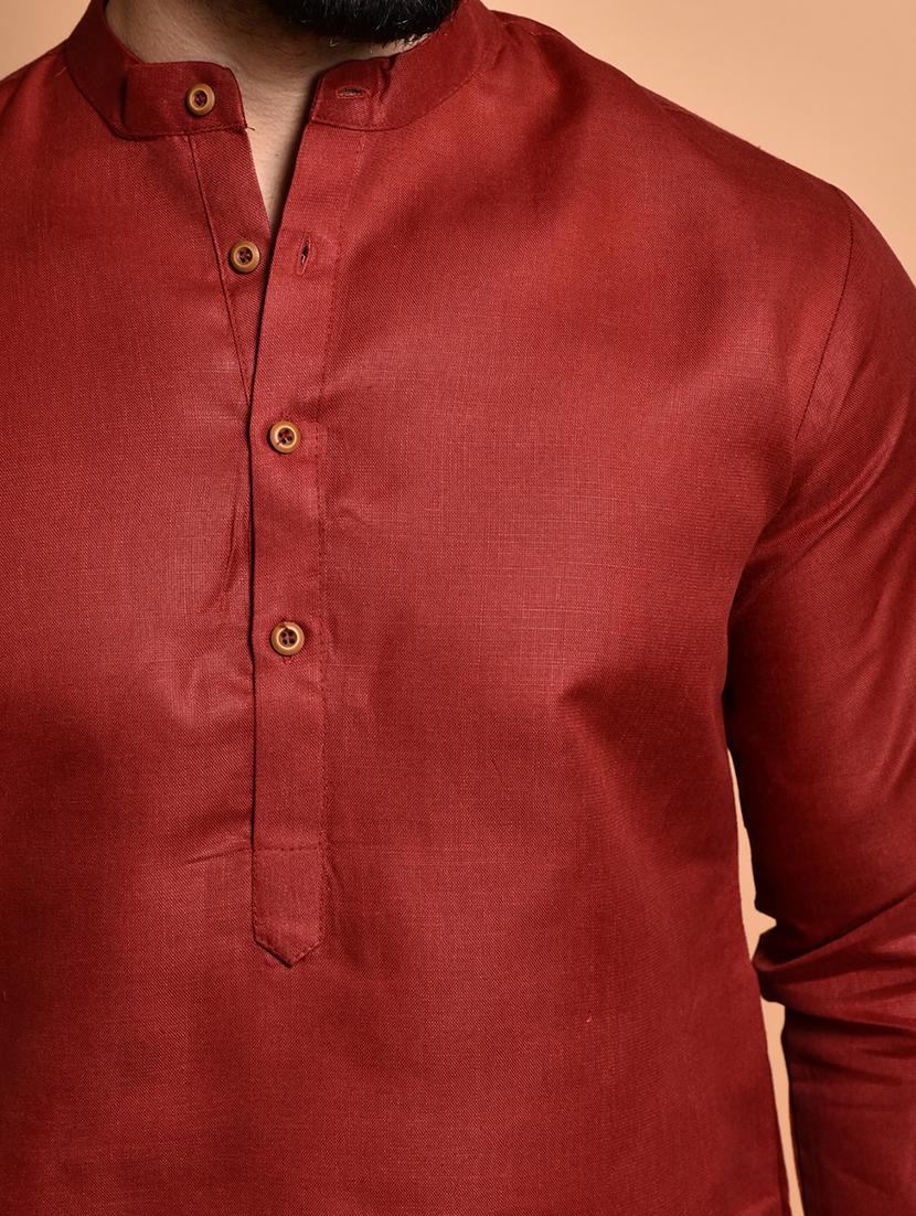 men solid mandarin neck kurta pyjama set - 21785977 - Standard Image - 4